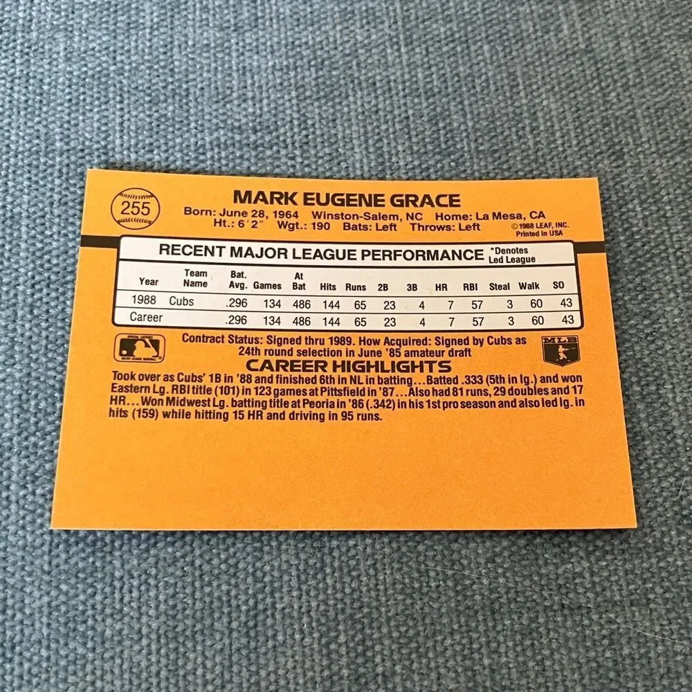 1989 Donruss Chicago Cubs Baseball Card Trading Card